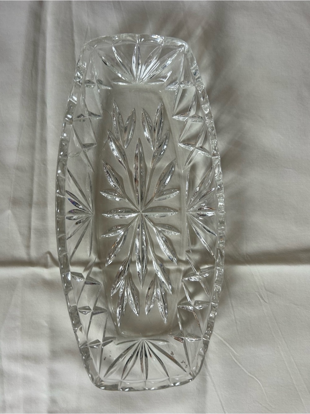 Pressed Glass Serving Tray - Clear Cut Pattern